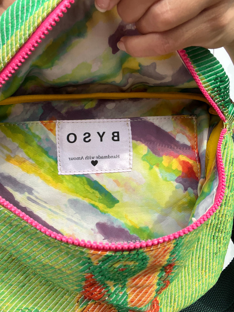 *** UPCYCLED*** XL Green Blue & Pink BySoBumBag