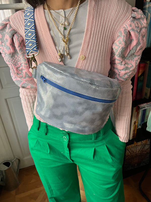 PEONIES  | XL Silver Patterned BySoBumBag