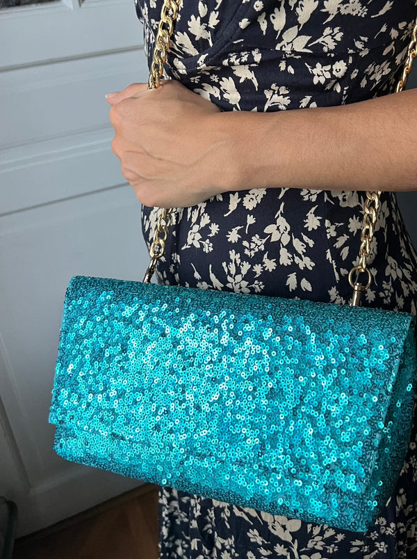 SALE  | Turquoise Sequins XL ROSA (chain is included)