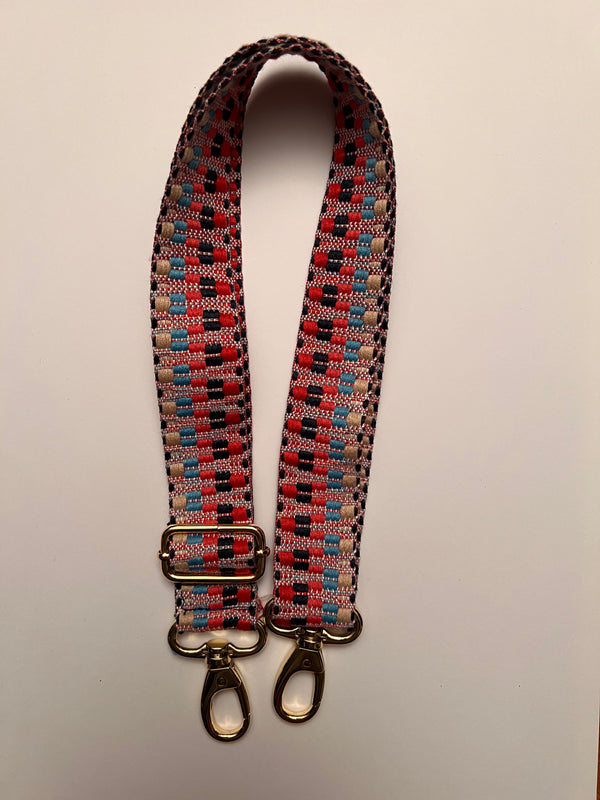 Zigzag Pink & Blue Multicolour Webbing Strap (longer size strap)