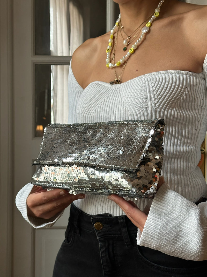 IT'S WINTER TIME  | SALE Silver Sequins XL ROSA Bag (Strap not included)