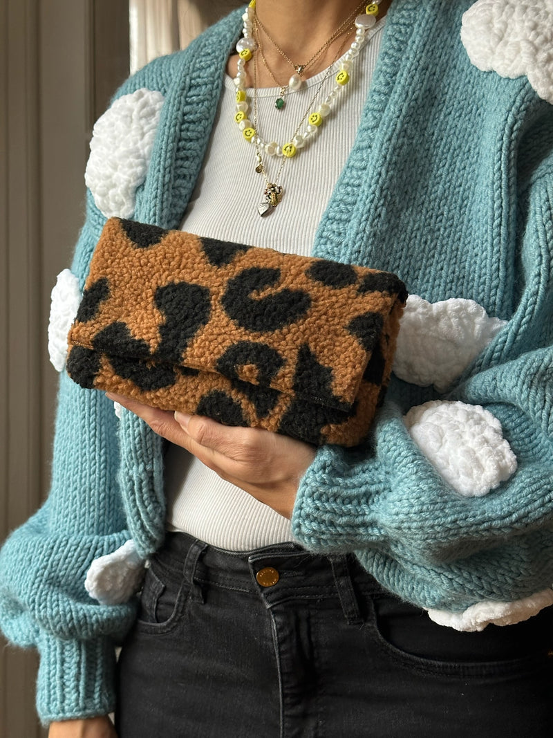 IT'S WINTER TIME  | Leopard Teddy ROSA Bag (Belt and strap not included)