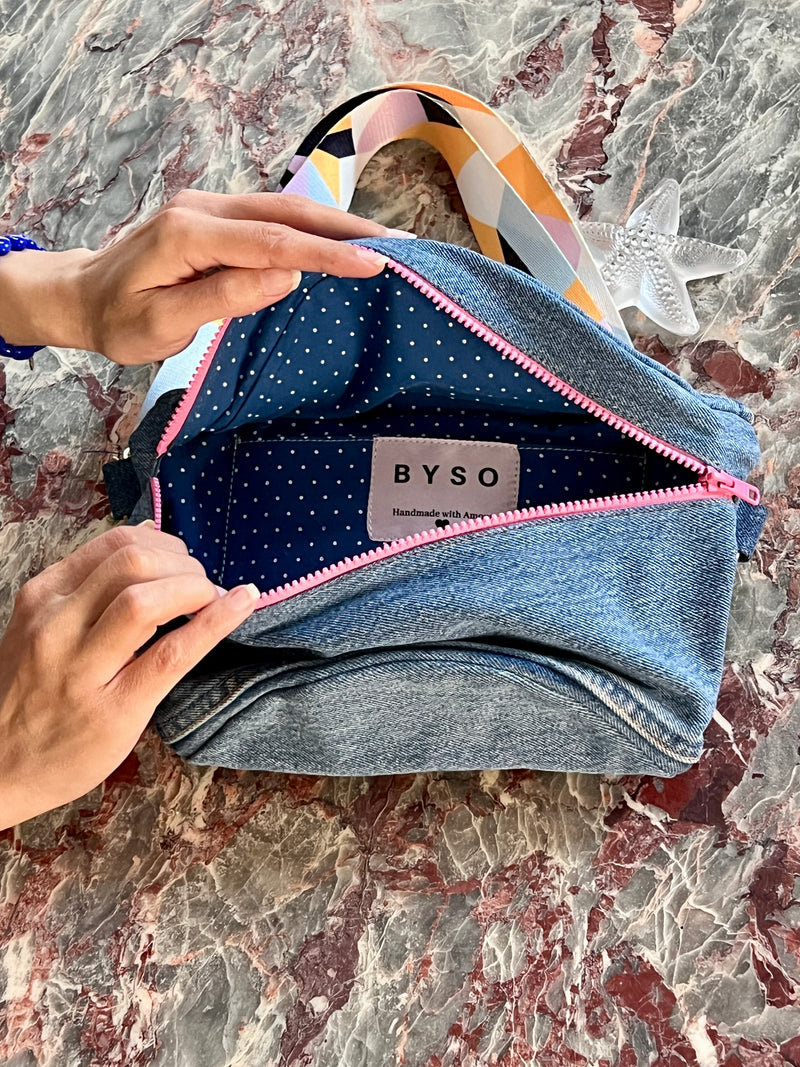 WINTER WONDER | **Upcycled** Denim & Pink  XL BySoBumBag