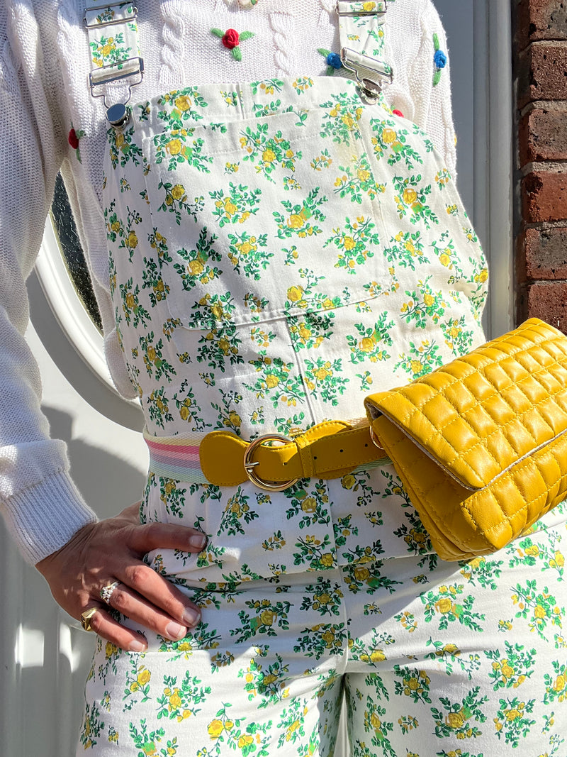 Quilted Yellow Rosa Bag (BELT NOT INCLUDED)