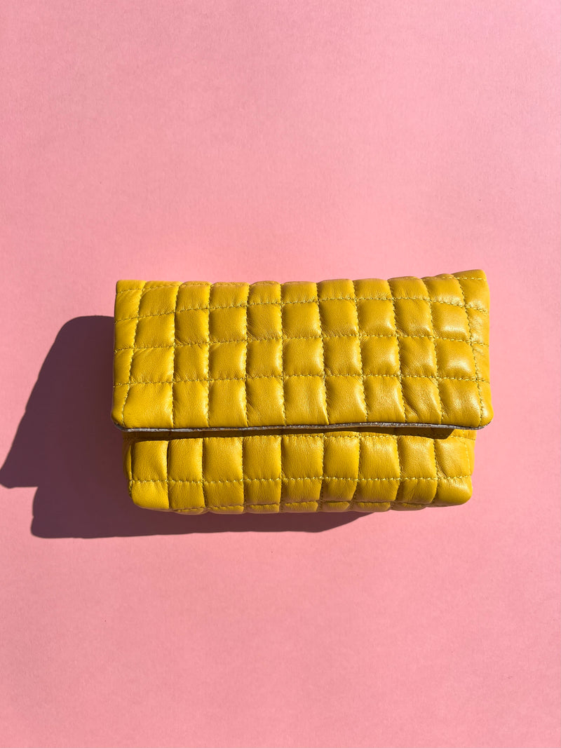 Quilted Yellow Rosa Bag (BELT NOT INCLUDED)