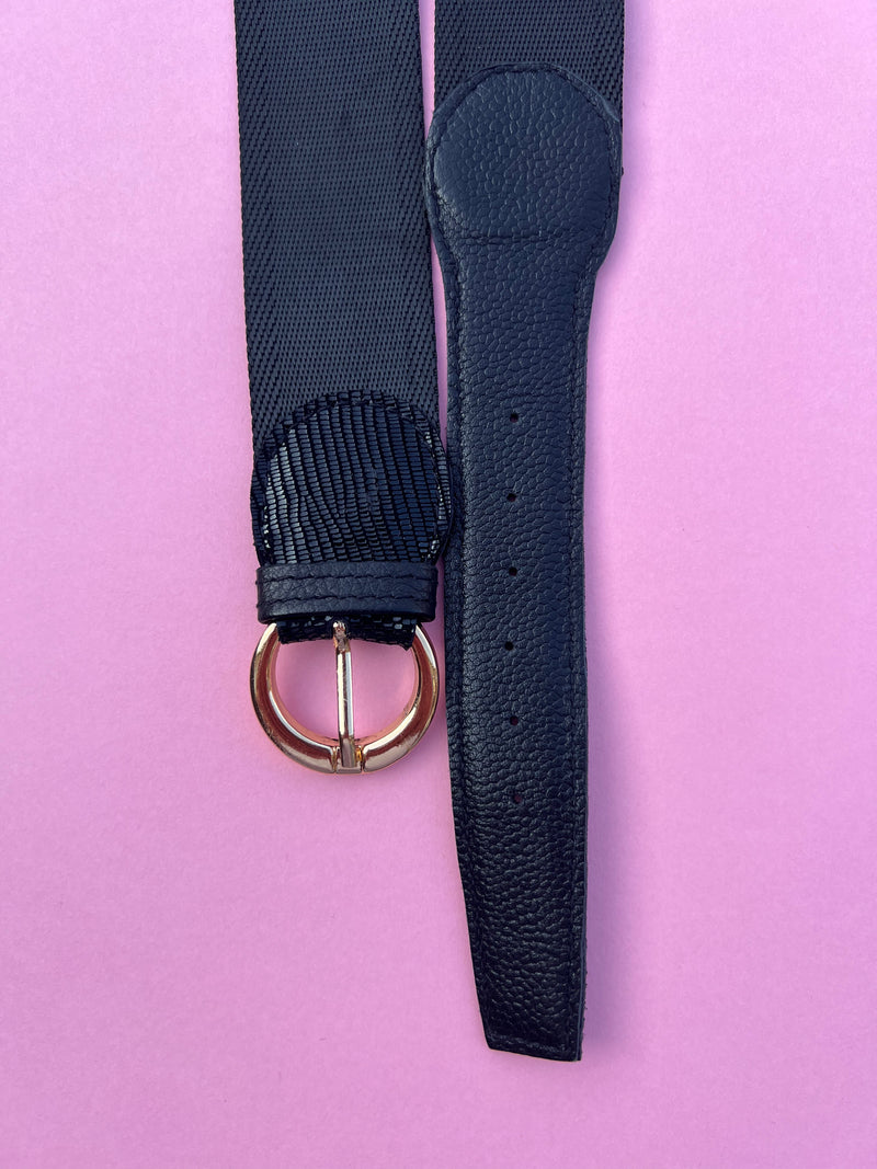 ROSA BELT | Black Shiny Belt (74 - 82 cm)