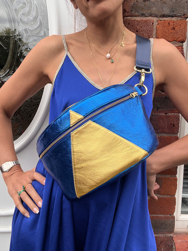 XL Metallic Royal Blue & Gold BySoBumBag