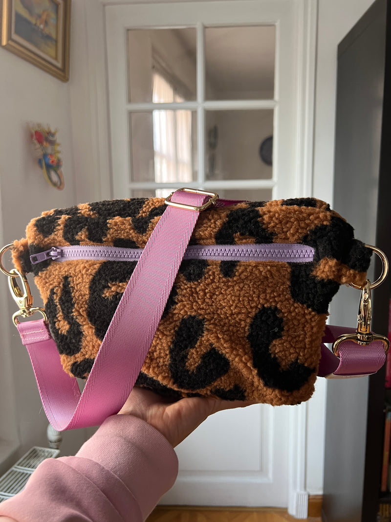 March Chic  | XL Black & Brown Leopard Teddy BySoBumBag *vegan-friendly*