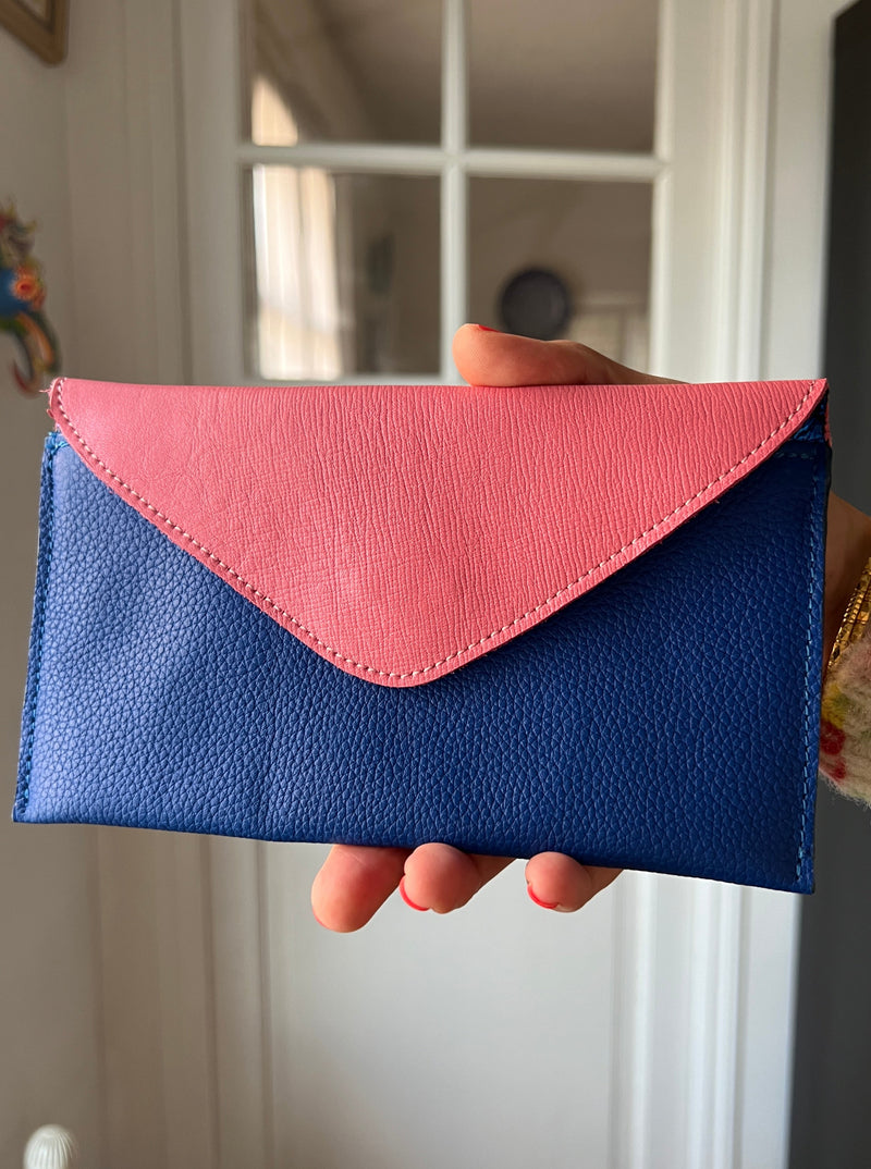 PEONIES I The Ella Royal Blue & Pink Clutch