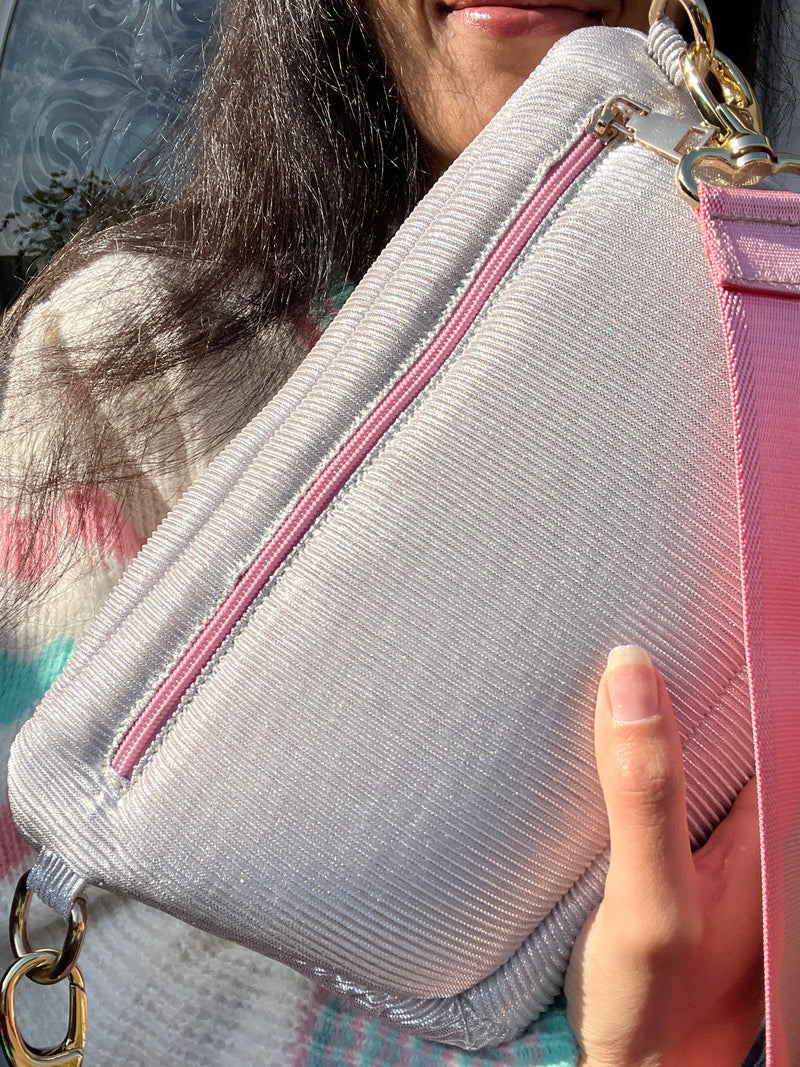 *** UPCYCLED*** Silver & Pink BySoBumBag