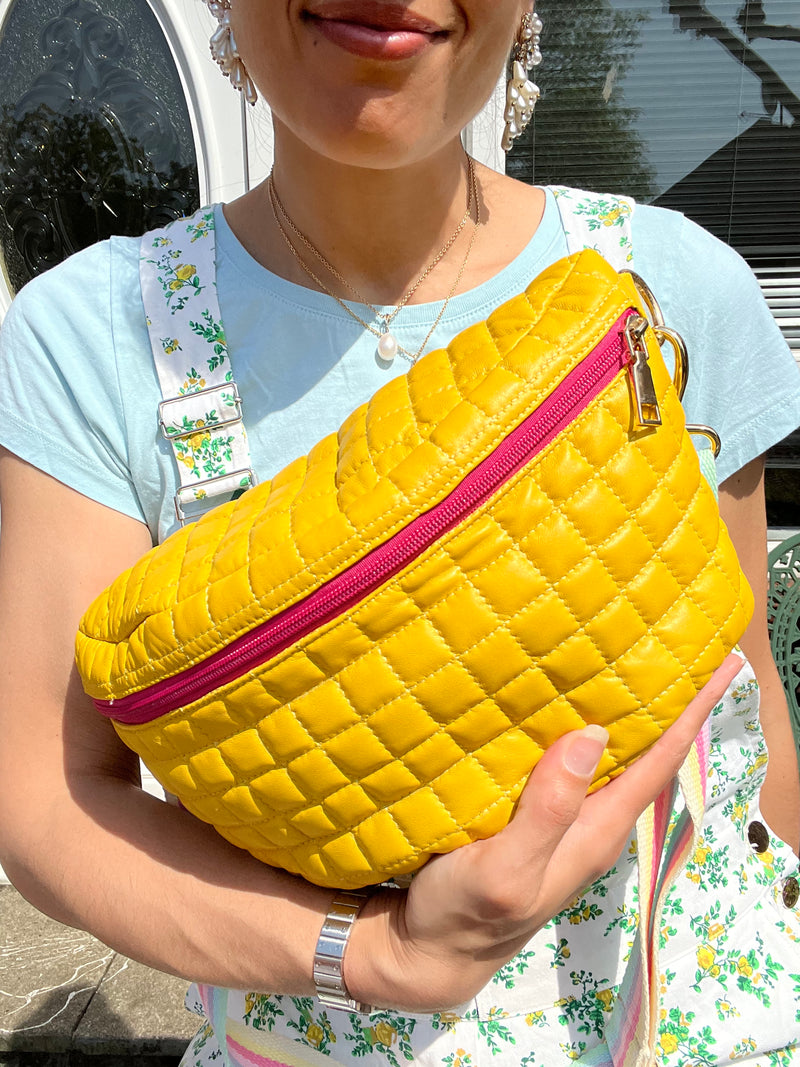 XL Yellow Quilted Leather BySoBumBag