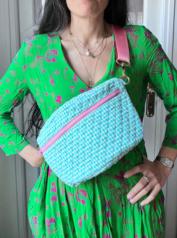 PEONIES | XL Quilted Turquoise BySoBumBag