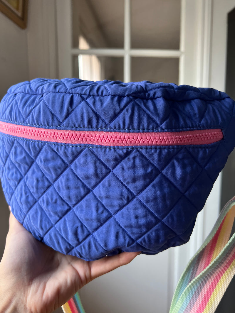 PEONIES | XL quilted royal blue BySoBumBag *vegan-friendly*