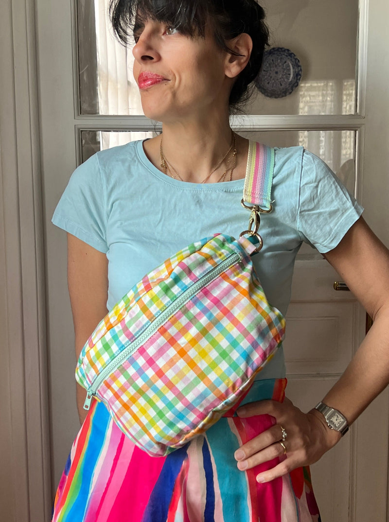 PEONIES | XL Colourful Gingham BySoBumBag