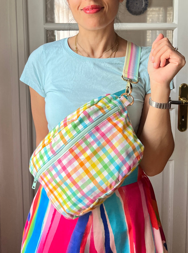 PEONIES | XL Colourful Gingham BySoBumBag