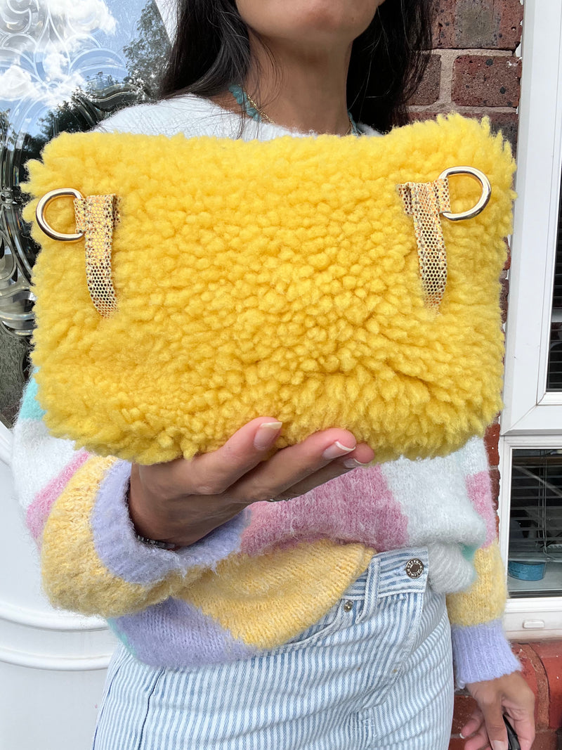 IT'S WINTER TIME  | Yellow fluffy ROSA Bag (Belt / strap not included)