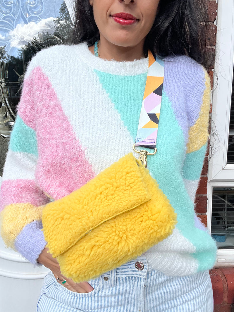 IT'S WINTER TIME  | Yellow fluffy ROSA Bag (Belt / strap not included)