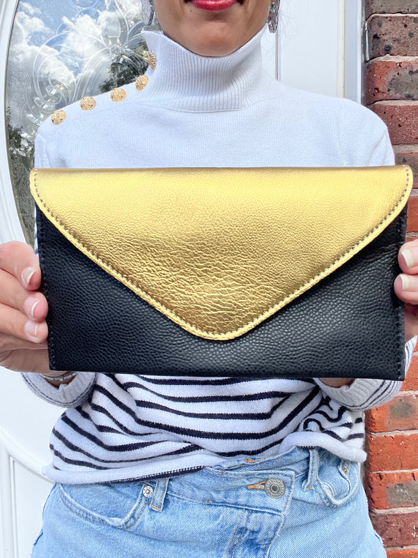 The Ella Black & Gold Clutch