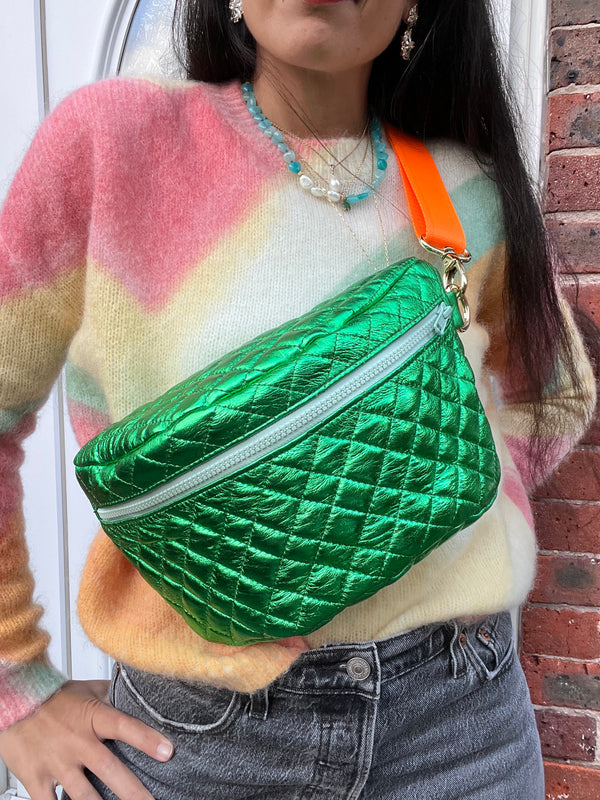 XL Metallic Green Quilted BySoBumBag