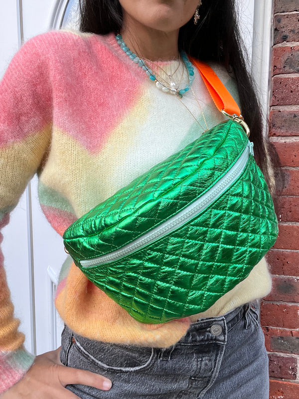 XL Metallic Green Quilted BySoBumBag