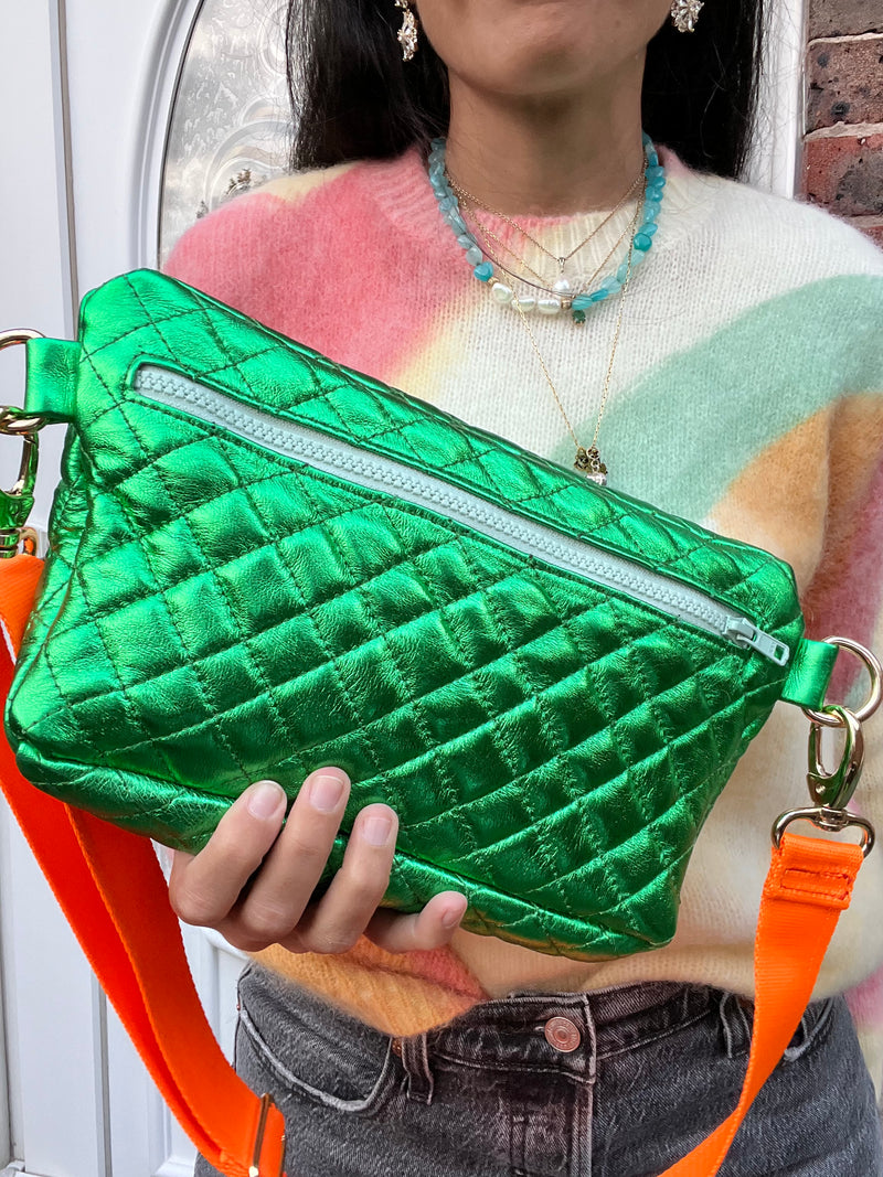 BACK TO THE CITY | XL Metallic Green Quilted BySoBumBag
