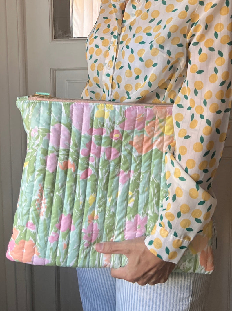 SUMMER |  MEDIUM Flower Quilted Computer bag with Strap