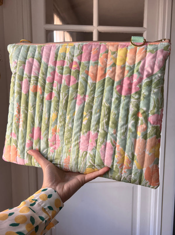 SUMMER |  MEDIUM Flower Quilted Computer bag with Strap