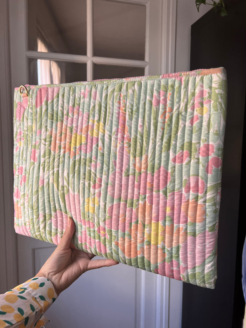 SUMMER |  Flower Quilted Computer bag with Strap