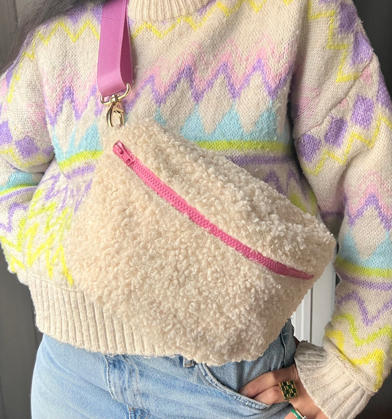 IT'S WINTER TIME | XL Curly Egg Shell Fluffy BySoBumBag *Vegan Friendly*