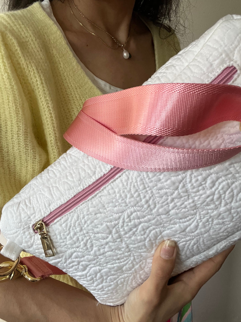 ***Upcycled*** XL White Quilted BySoBumBag