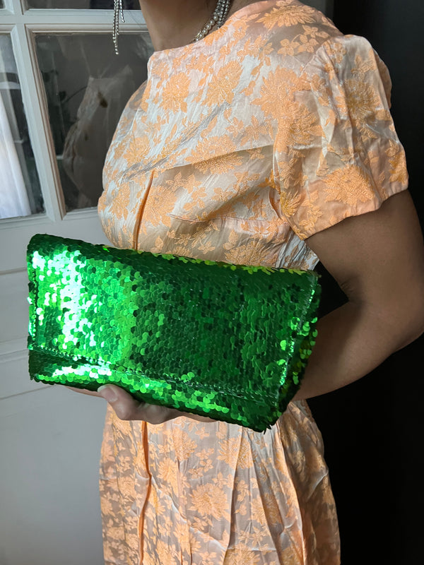 IT'S WINTER TIME | Green Sequins ROSA XL Bag (Strap not included)