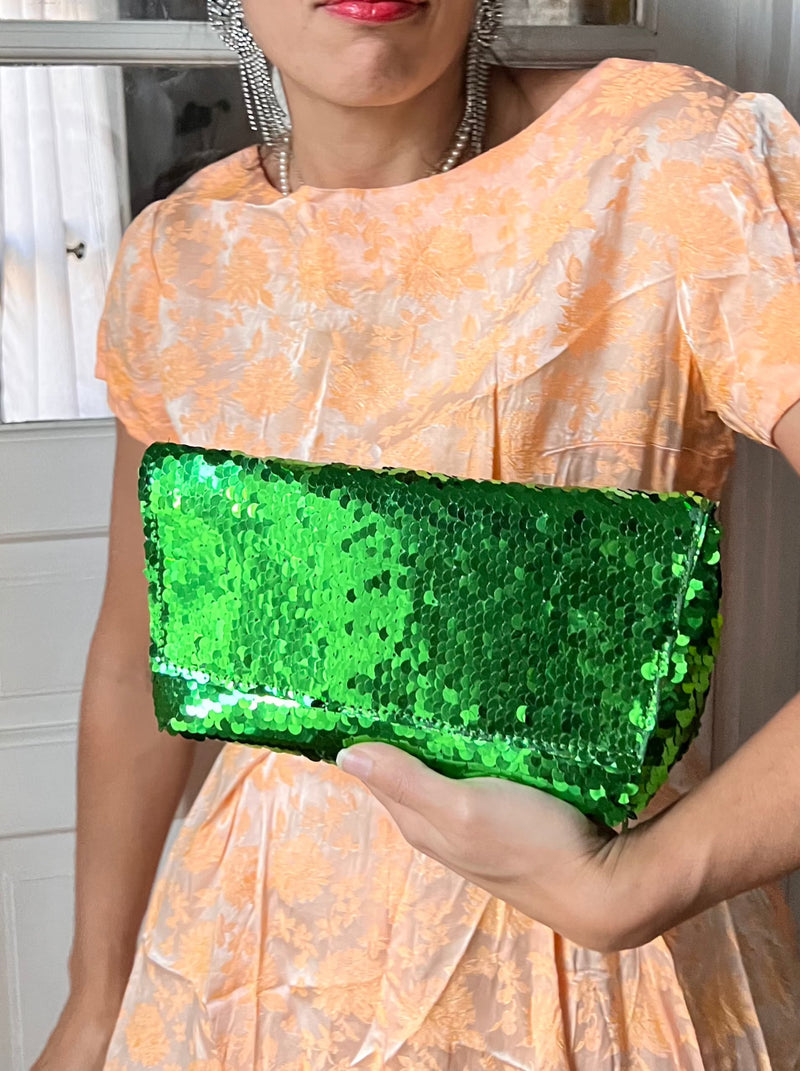 IT'S WINTER TIME | Green Sequins ROSA XL Bag (Strap not included)