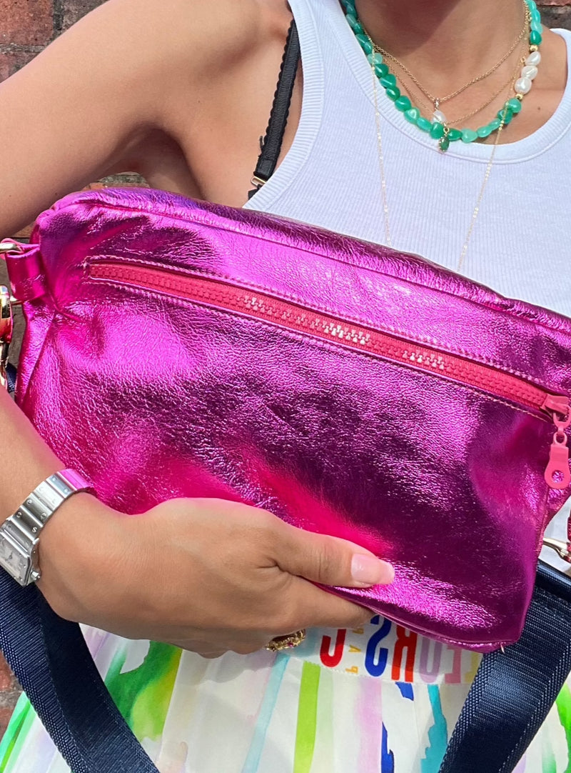 XL Fushia & Silver hardware BySoBumBag