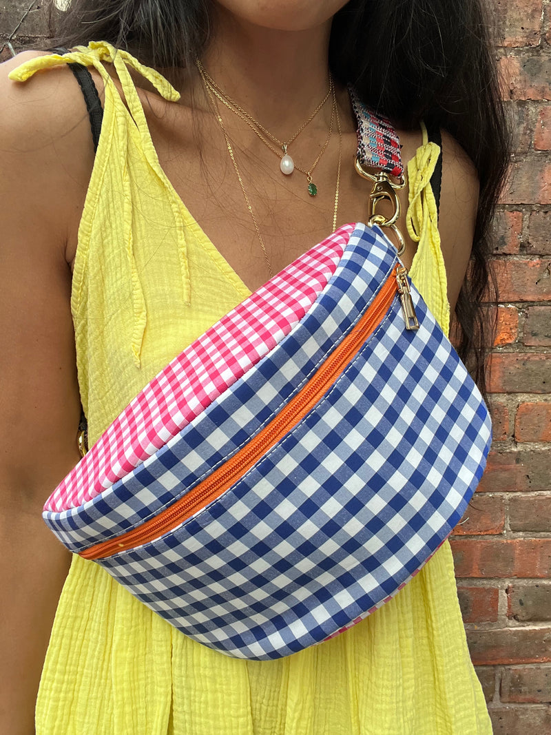 XL Blue and Two Pinks Gingham BySoBumBag