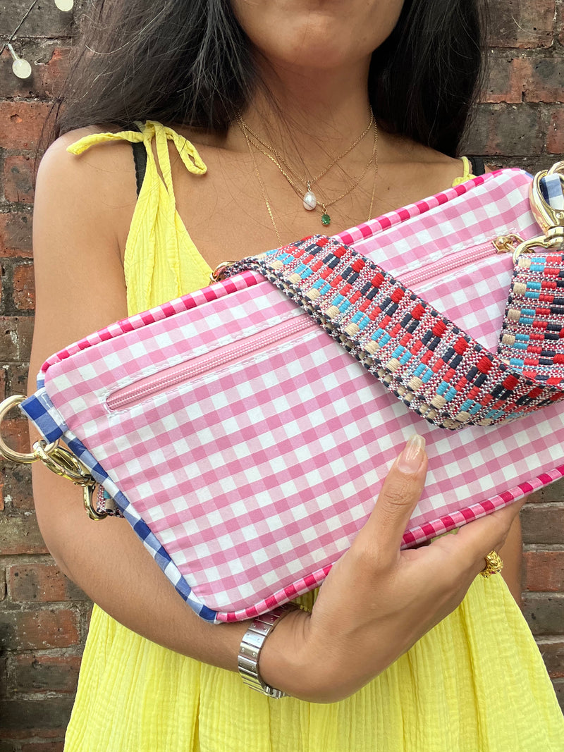 XL Blue and Two Pinks Gingham BySoBumBag