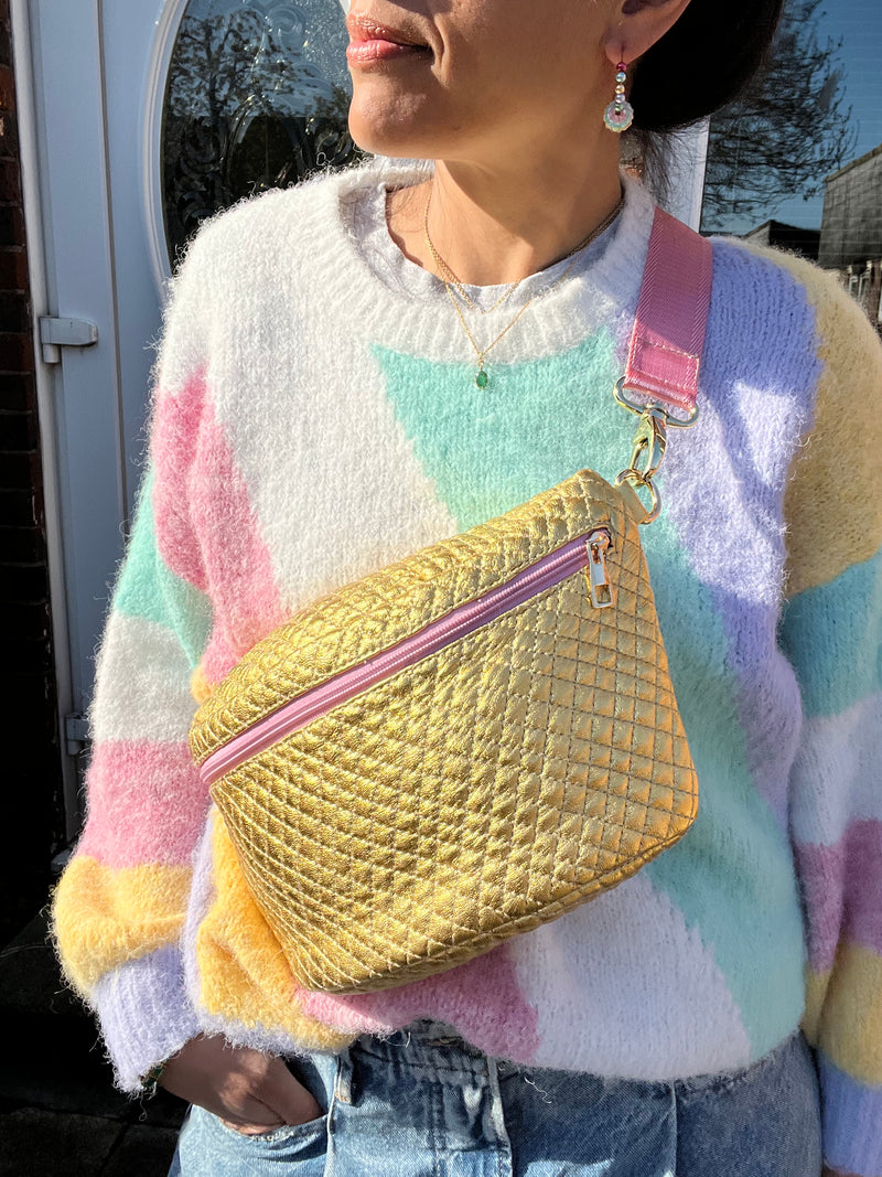XL Quilted Gold & Light Pink BySoBumBag