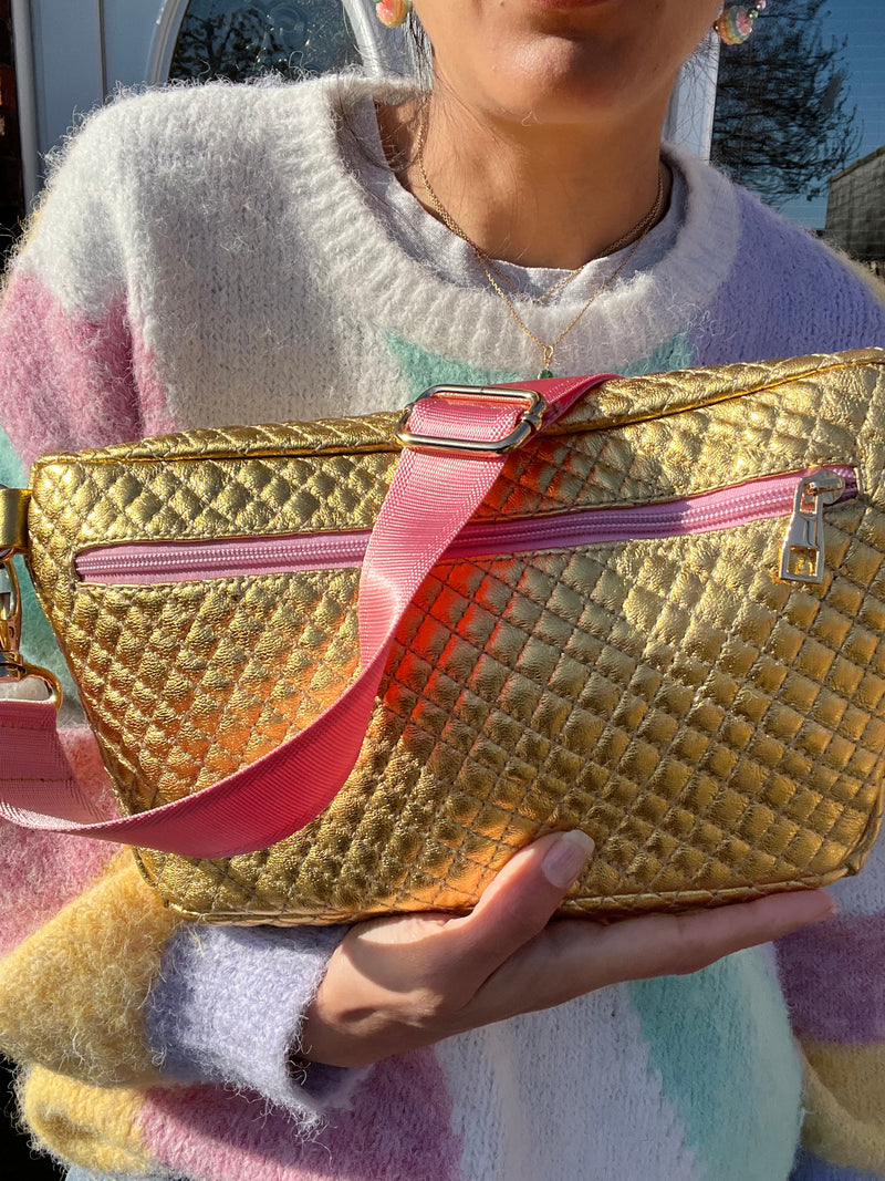 XL Quilted Gold & Light Pink BySoBumBag