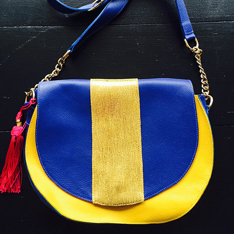 The Bedford handbag: Blue & Yellow Folly