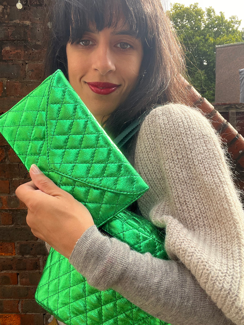 Ella Green Pop Quilted Clutch