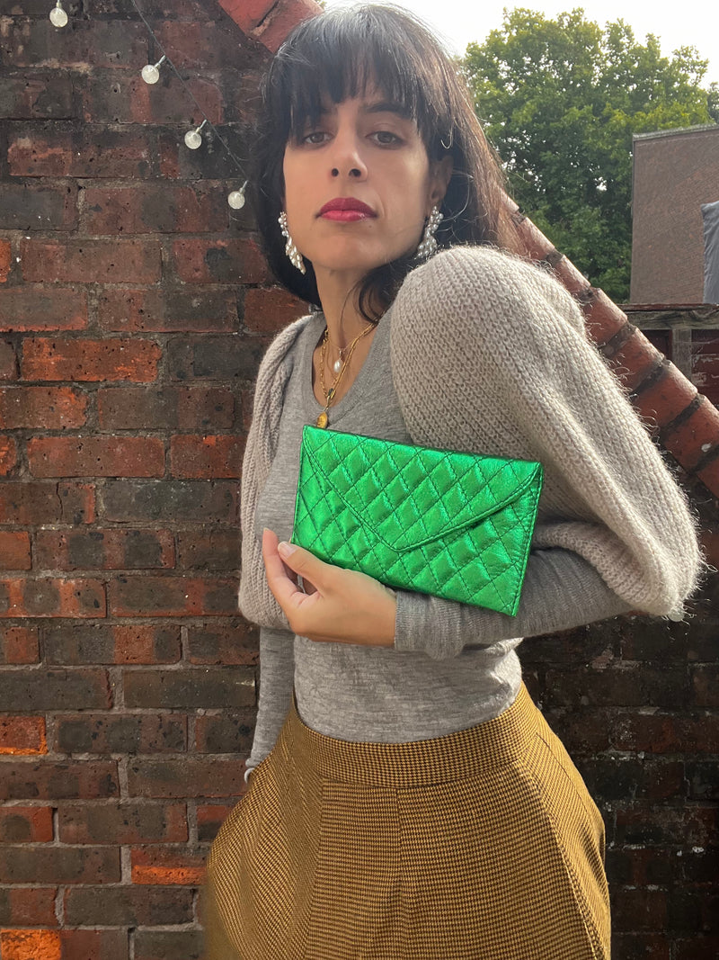 Ella Green Pop Quilted Clutch