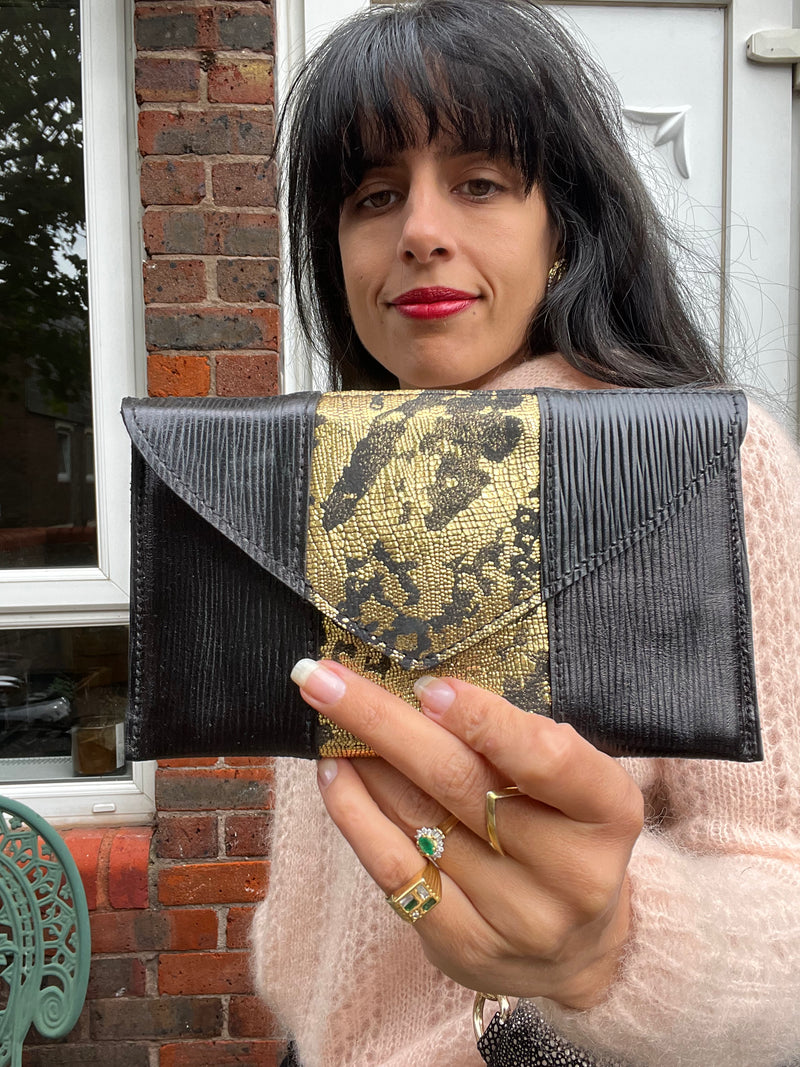 Ella Black & Golden Clutch