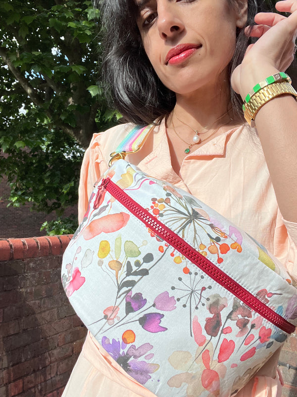 Watercolour Flower Power Cross-Body Bag