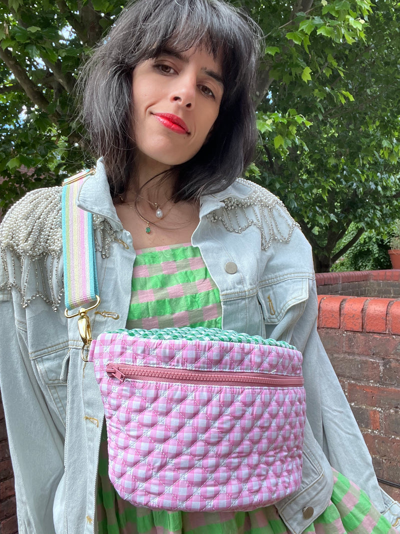 Pink & Green Quilted BySoBumBag