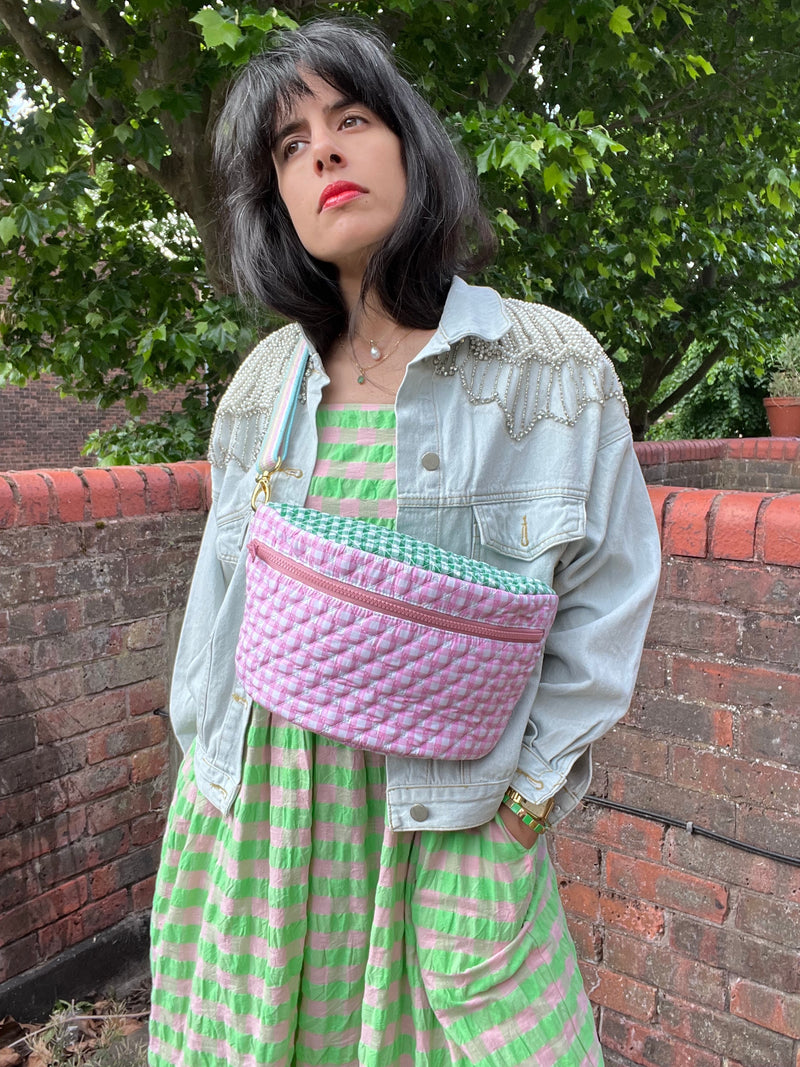 Pink & Green Quilted BySoBumBag