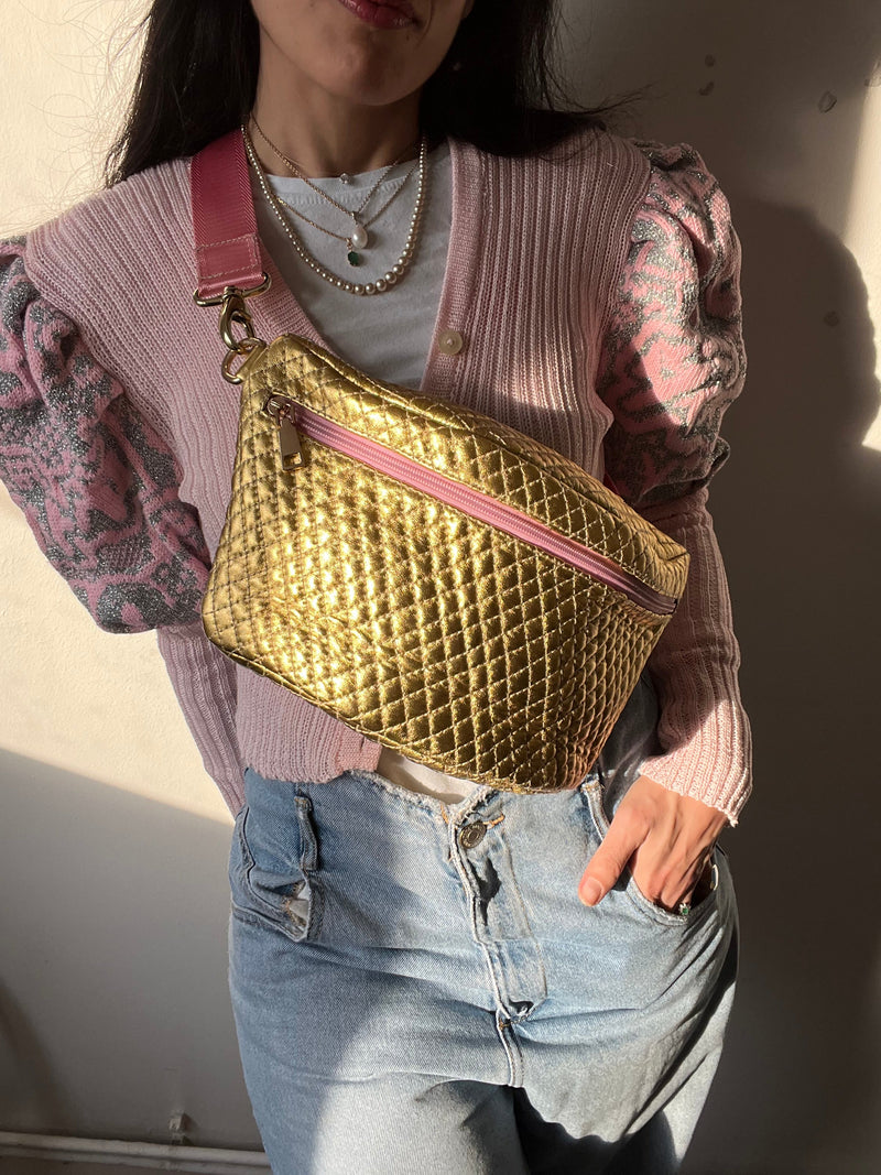 XL Quilted Gold & Pink BySoBumBag