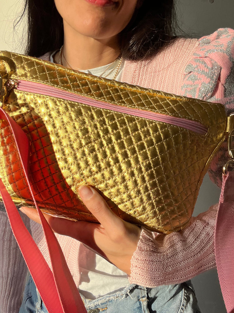 XL Quilted Gold & Pink BySoBumBag