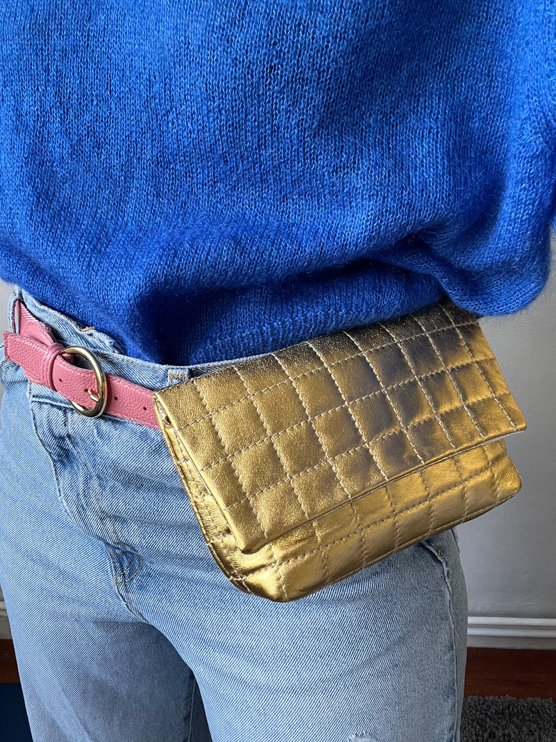 ROSA - Quilted Gold ROSA Bag (belt not included)