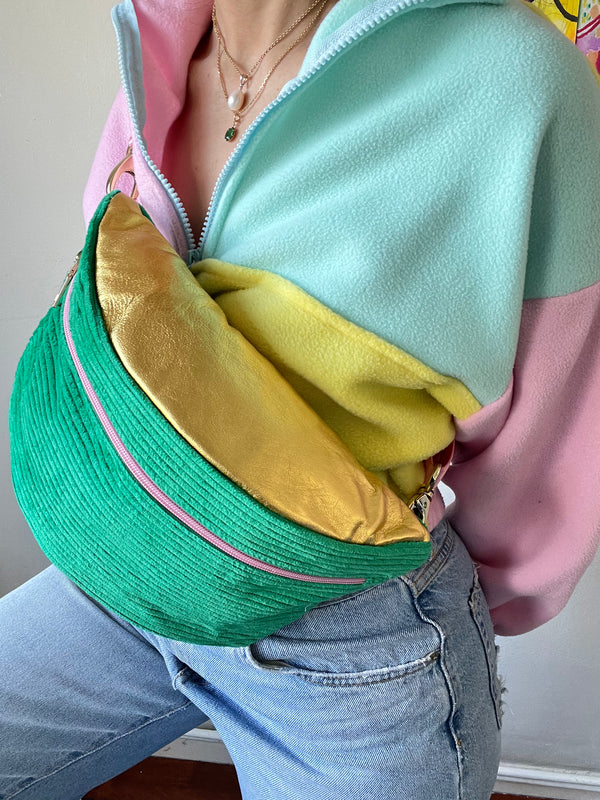 XL Gold & Green Corduroy  BysoBumBag