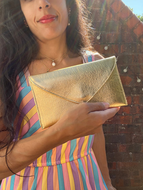 Strikingly Gold Ella Clutch