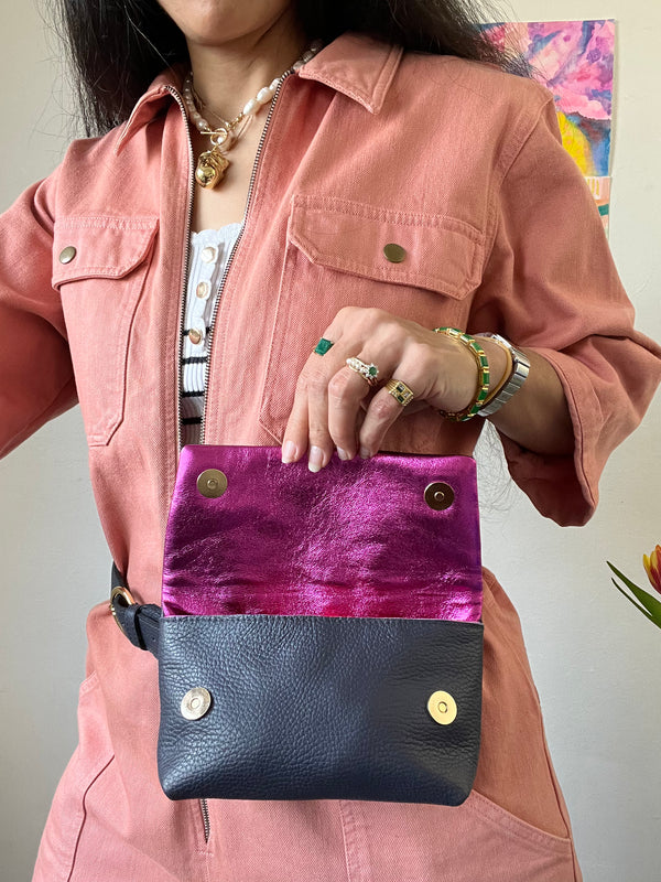 ROSA - Dark Blue & Fushia BYSOBUMBAG (BELT not included)